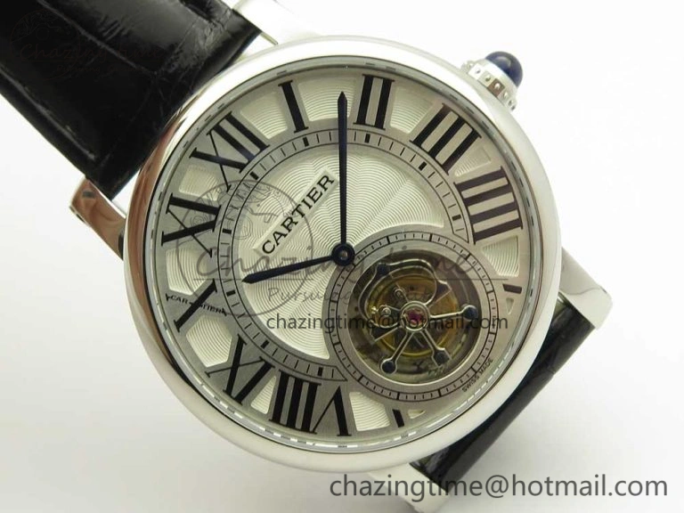 Rotonde Flying Tourbillon SS BLF Best Edition White Dial on Black Leather Strap V ZeroBulk 6166