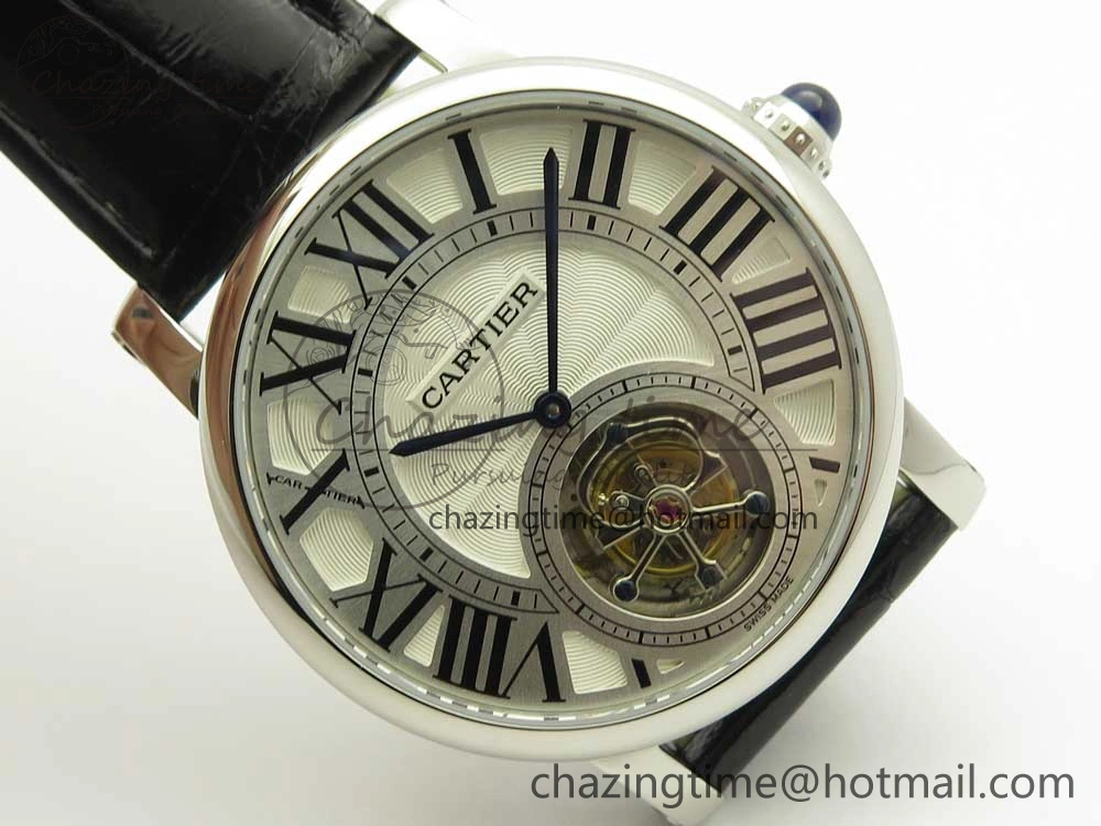 Rotonde Flying Tourbillon SS BLF Best Edition White Dial on Black Leather Strap V ZeroBulk 6166