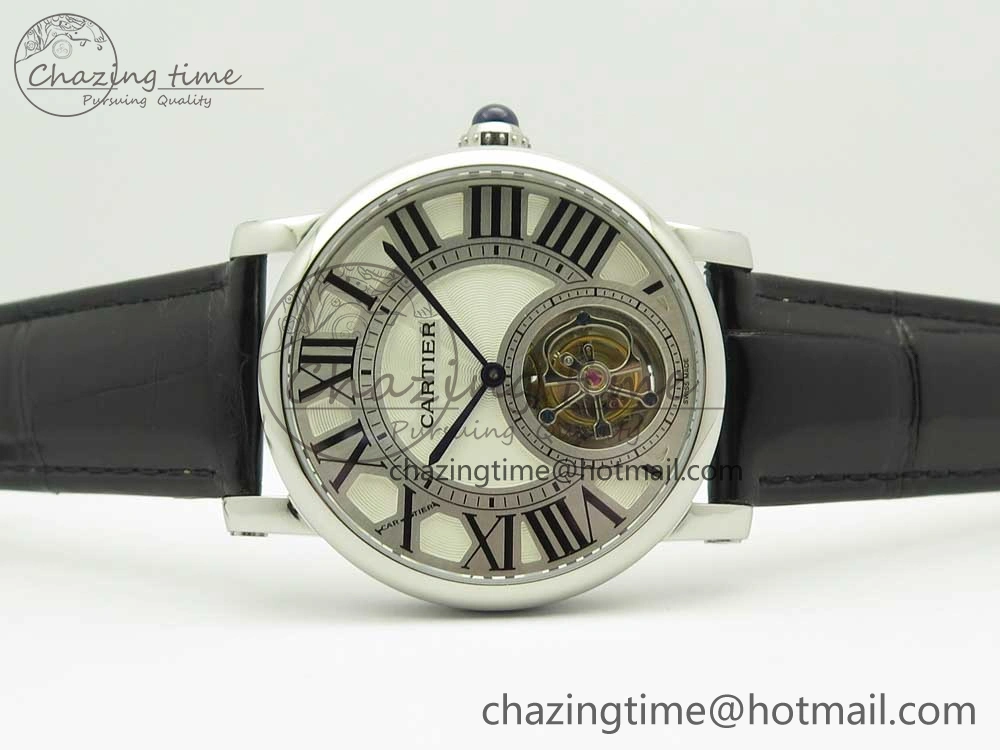Rotonde Flying Tourbillon SS BLF Best Edition White Dial on Black Leather Strap V ZeroBulk 6166