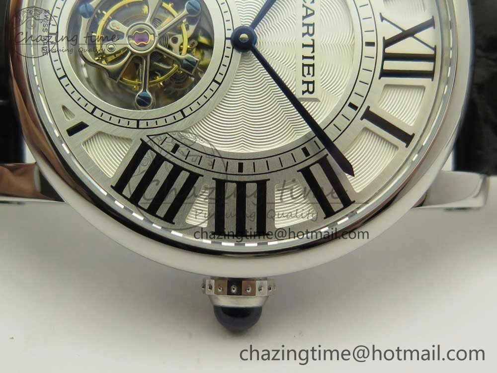 Rotonde Flying Tourbillon SS BLF Best Edition White Dial on Black Leather Strap V ZeroBulk 6166