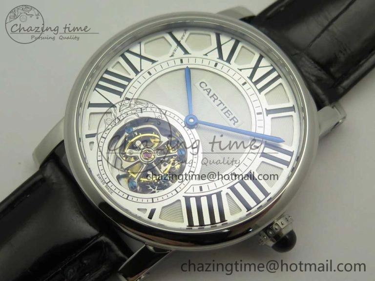 Rotonde Flying Tourbillon SS BLF Best Edition White Dial on Black Leather Strap V ZeroBulk 6166
