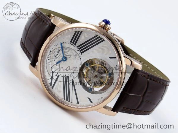 HighQuality Rotonde Tourbillon RG RMSF Best Edition White Dial on Brown Leather Strap 5979