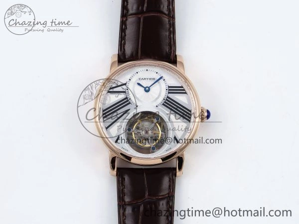 HighQuality Rotonde Tourbillon RG RMSF Best Edition White Dial on Brown Leather Strap 5979