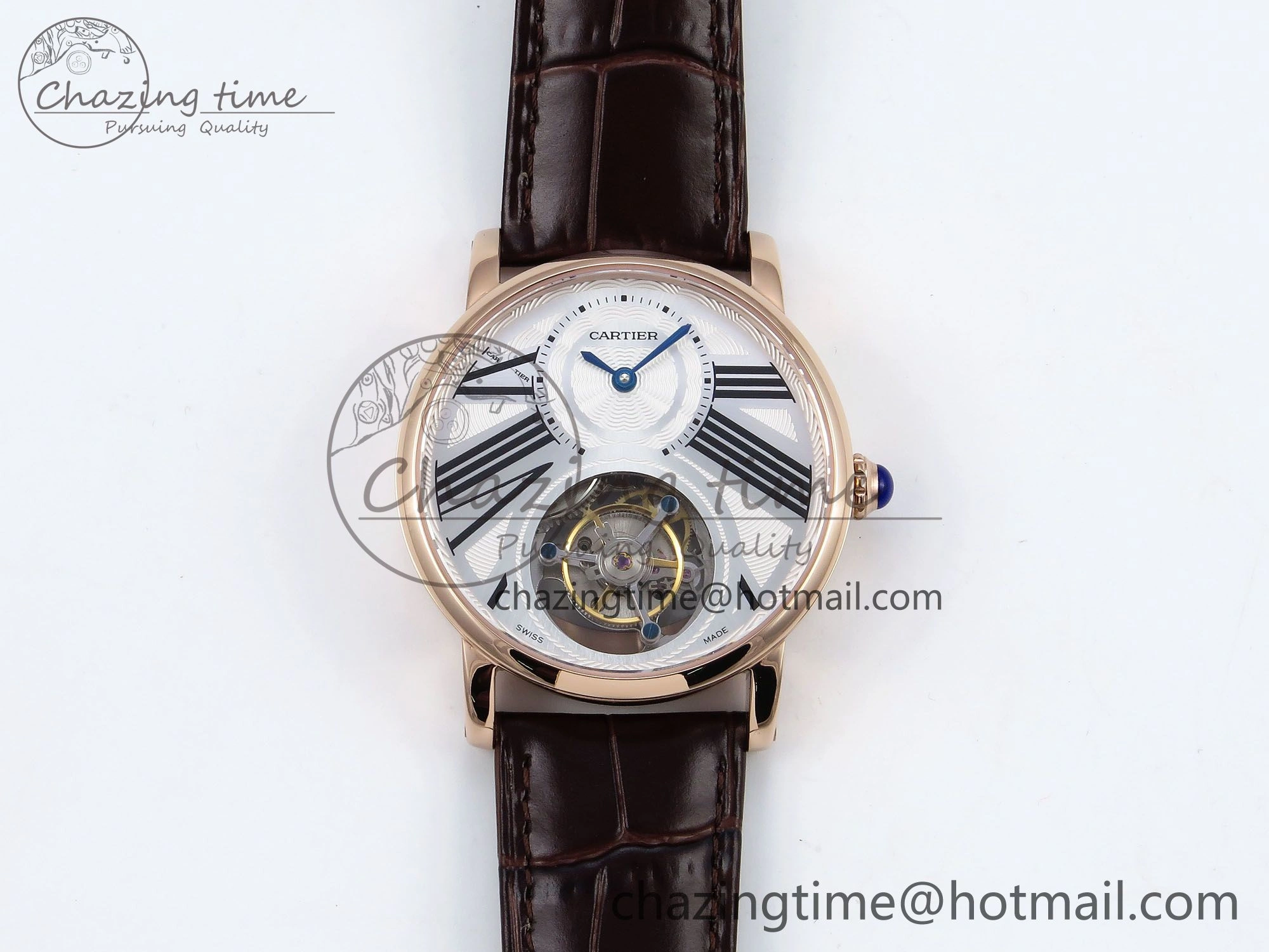 HighQuality Rotonde Tourbillon RG RMSF Best Edition White Dial on Brown Leather Strap 5979