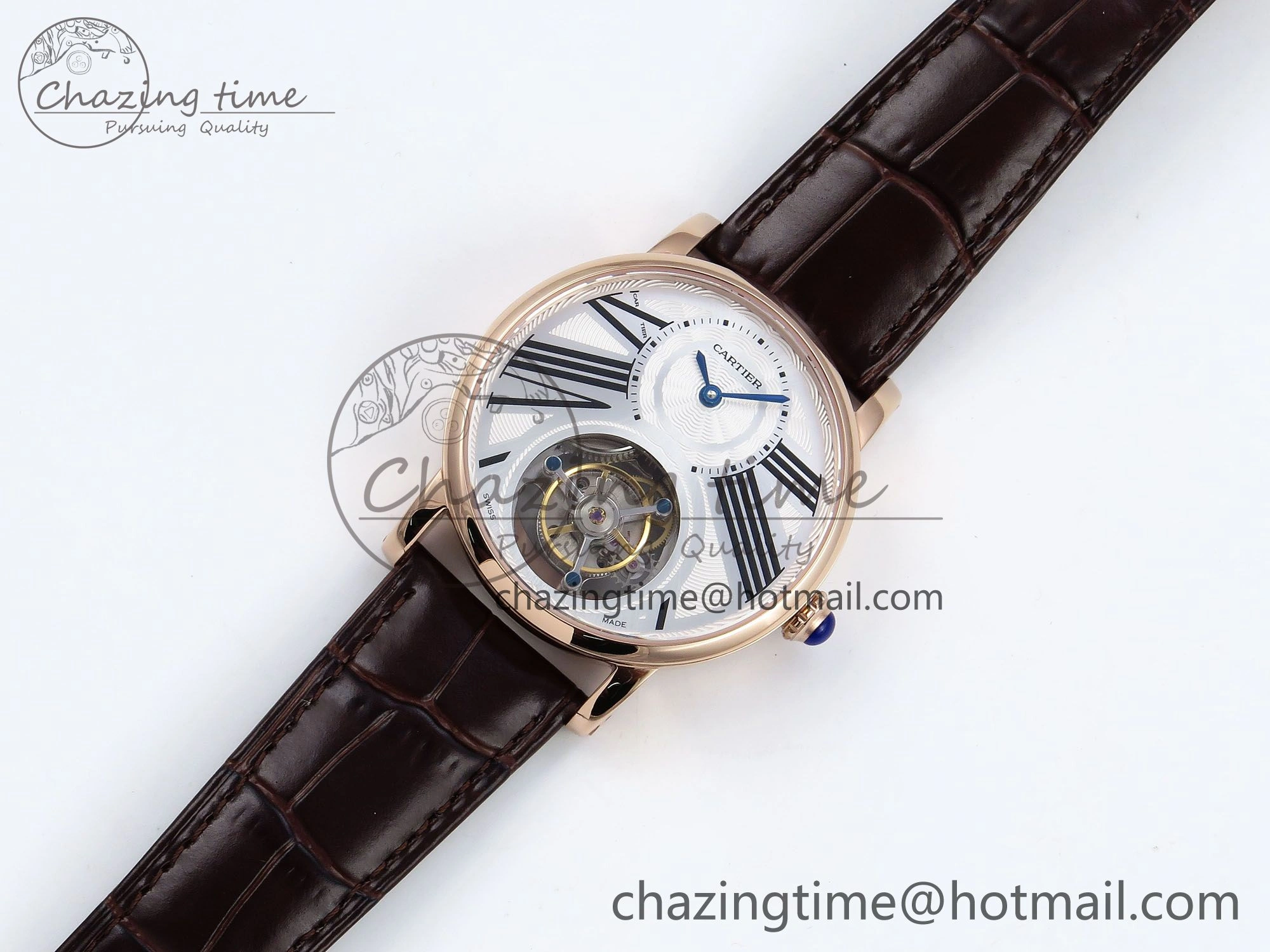 HighQuality Rotonde Tourbillon RG RMSF Best Edition White Dial on Brown Leather Strap 5979
