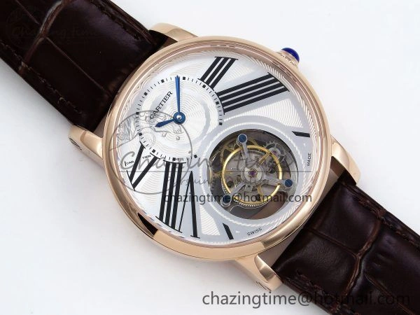 HighQuality Rotonde Tourbillon RG RMSF Best Edition White Dial on Brown Leather Strap 5979