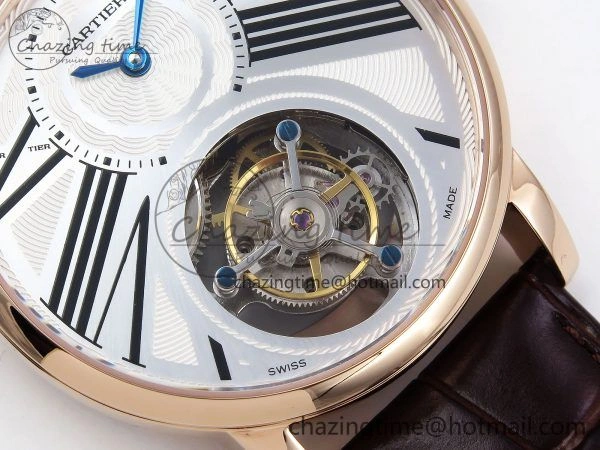 HighQuality Rotonde Tourbillon RG RMSF Best Edition White Dial on Brown Leather Strap 5979