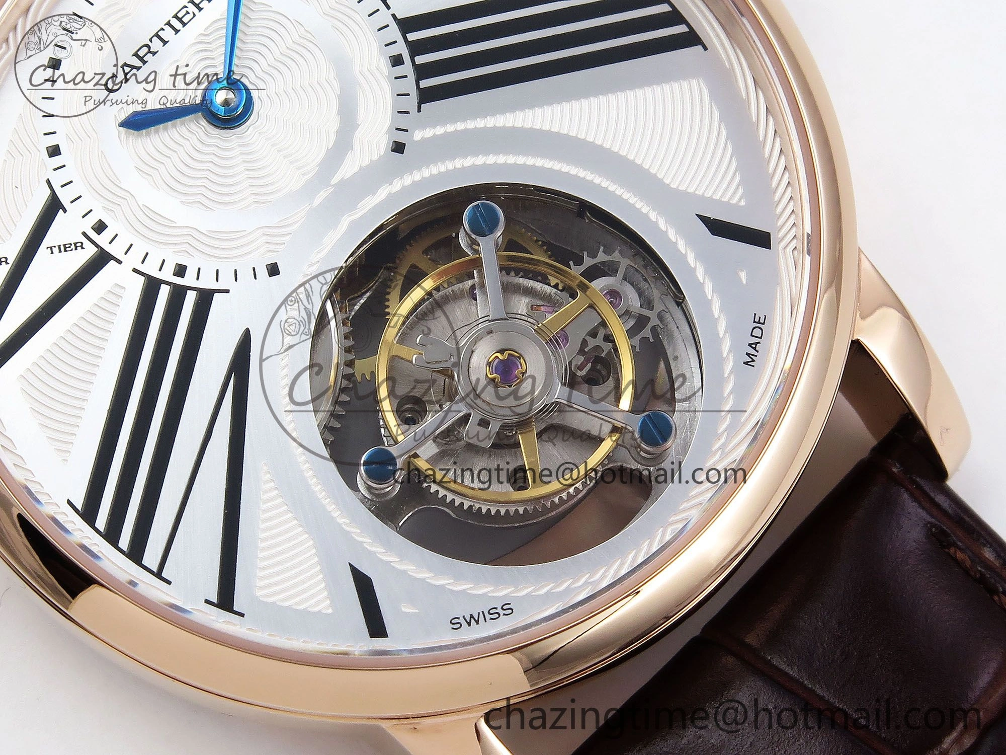 HighQuality Rotonde Tourbillon RG RMSF Best Edition White Dial on Brown Leather Strap 5979