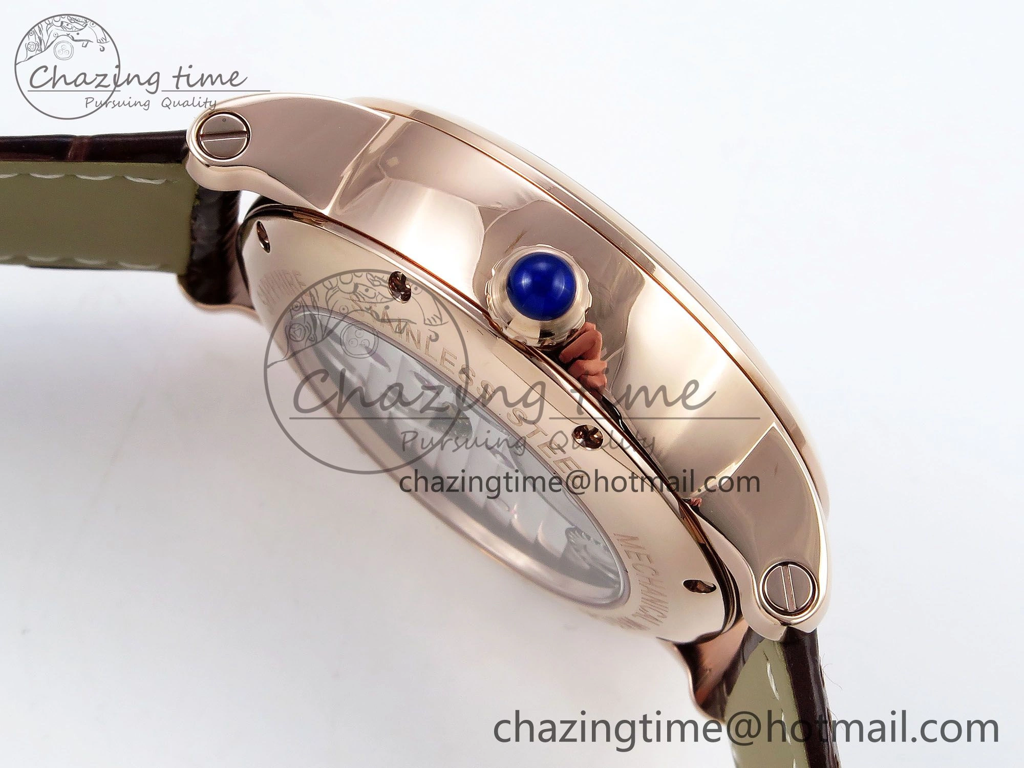HighQuality Rotonde Tourbillon RG RMSF Best Edition White Dial on Brown Leather Strap 5979
