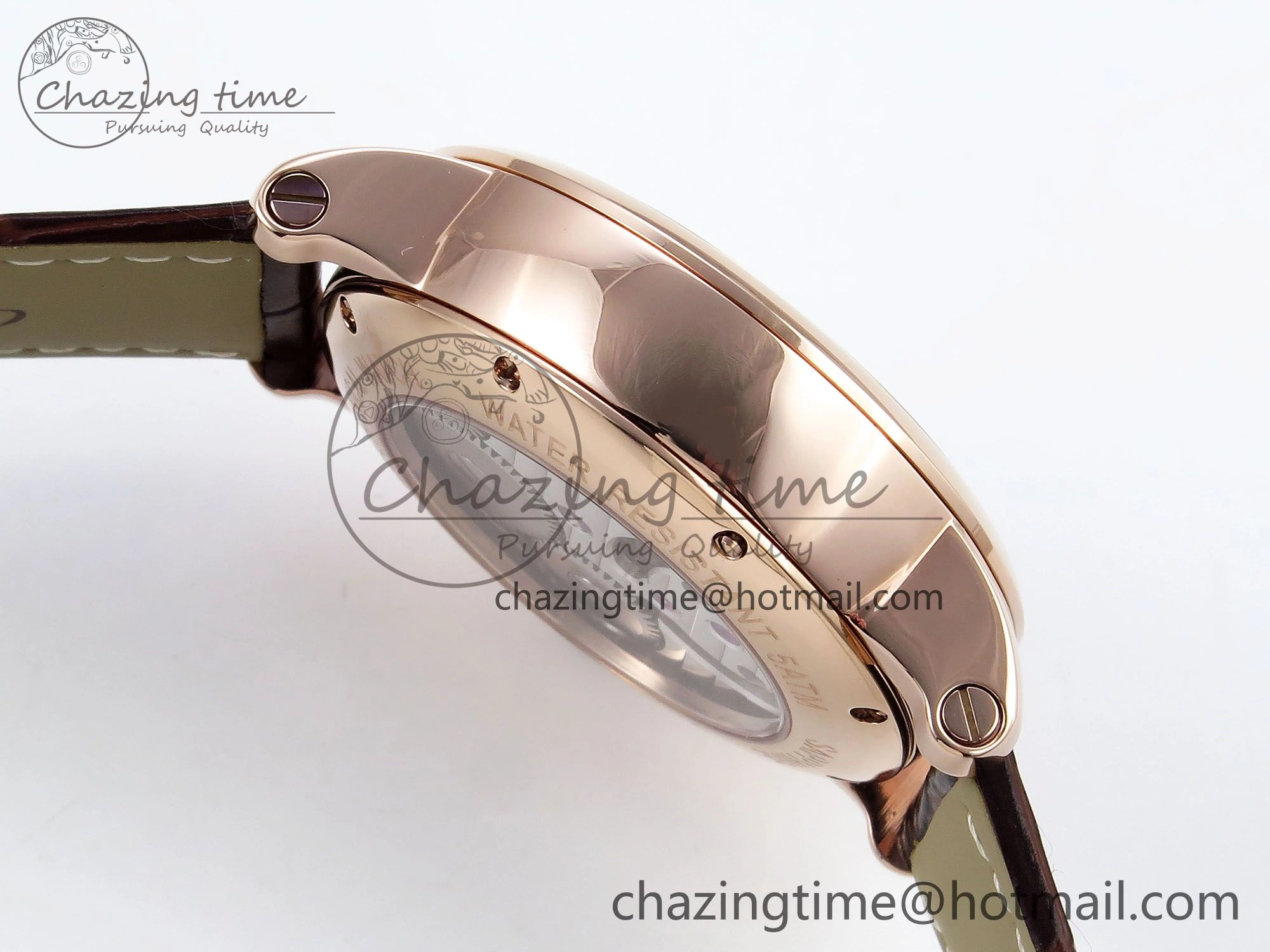 HighQuality Rotonde Tourbillon RG RMSF Best Edition White Dial on Brown Leather Strap 5979
