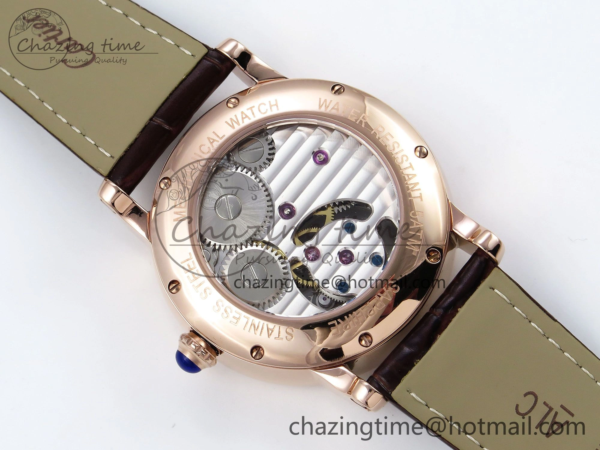 HighQuality Rotonde Tourbillon RG RMSF Best Edition White Dial on Brown Leather Strap 5979