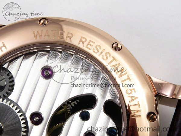 HighQuality Rotonde Tourbillon RG RMSF Best Edition White Dial on Brown Leather Strap 5979