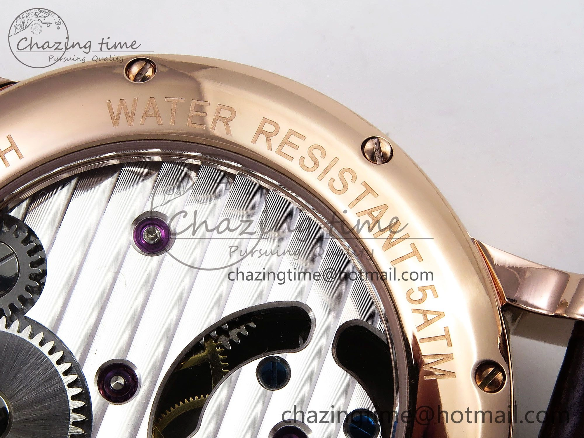 HighQuality Rotonde Tourbillon RG RMSF Best Edition White Dial on Brown Leather Strap 5979