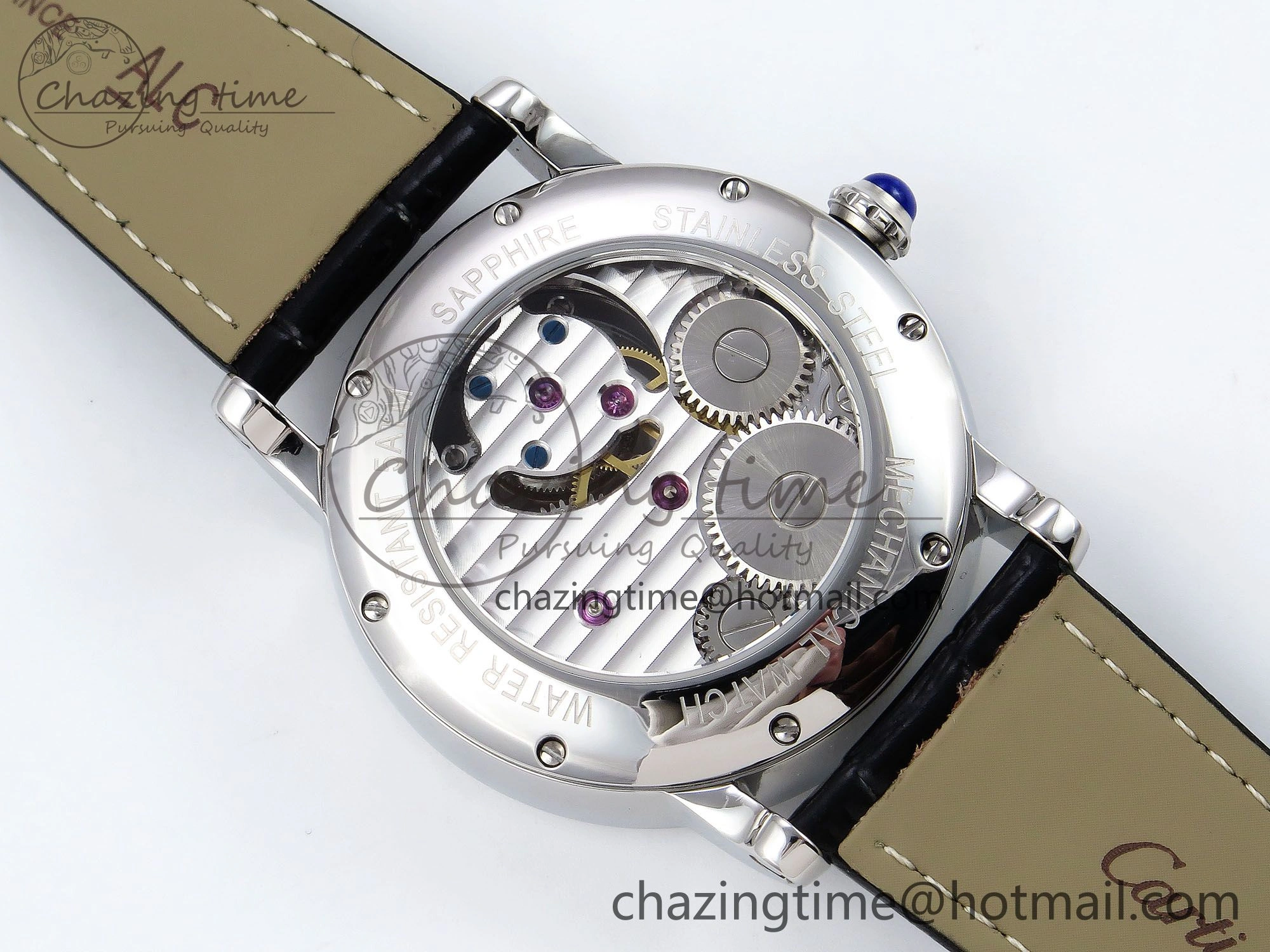 Lightweight Rotonde Tourbillon SS RMSF Best Edition Blue Textured Dial on Black Leather Strap 5980