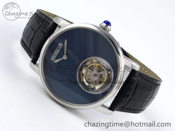 Lightweight Rotonde Tourbillon SS RMSF Best Edition Blue Textured Dial on Black Leather Strap 5980
