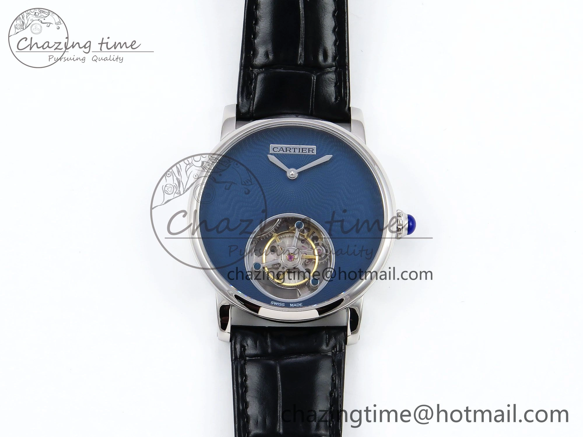 Lightweight Rotonde Tourbillon SS RMSF Best Edition Blue Textured Dial on Black Leather Strap 5980