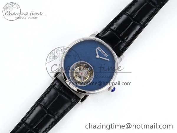 Lightweight Rotonde Tourbillon SS RMSF Best Edition Blue Textured Dial on Black Leather Strap 5980