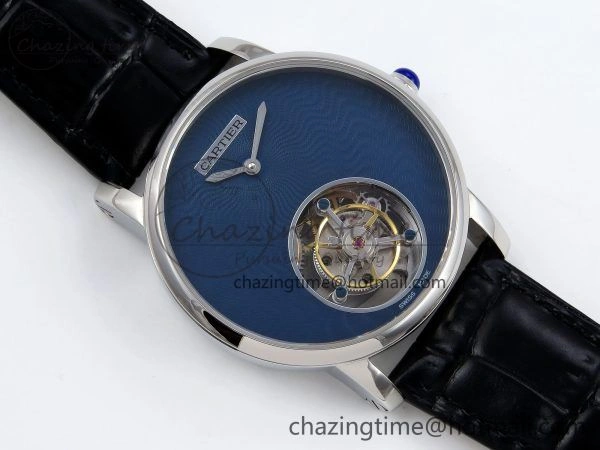 Lightweight Rotonde Tourbillon SS RMSF Best Edition Blue Textured Dial on Black Leather Strap 5980