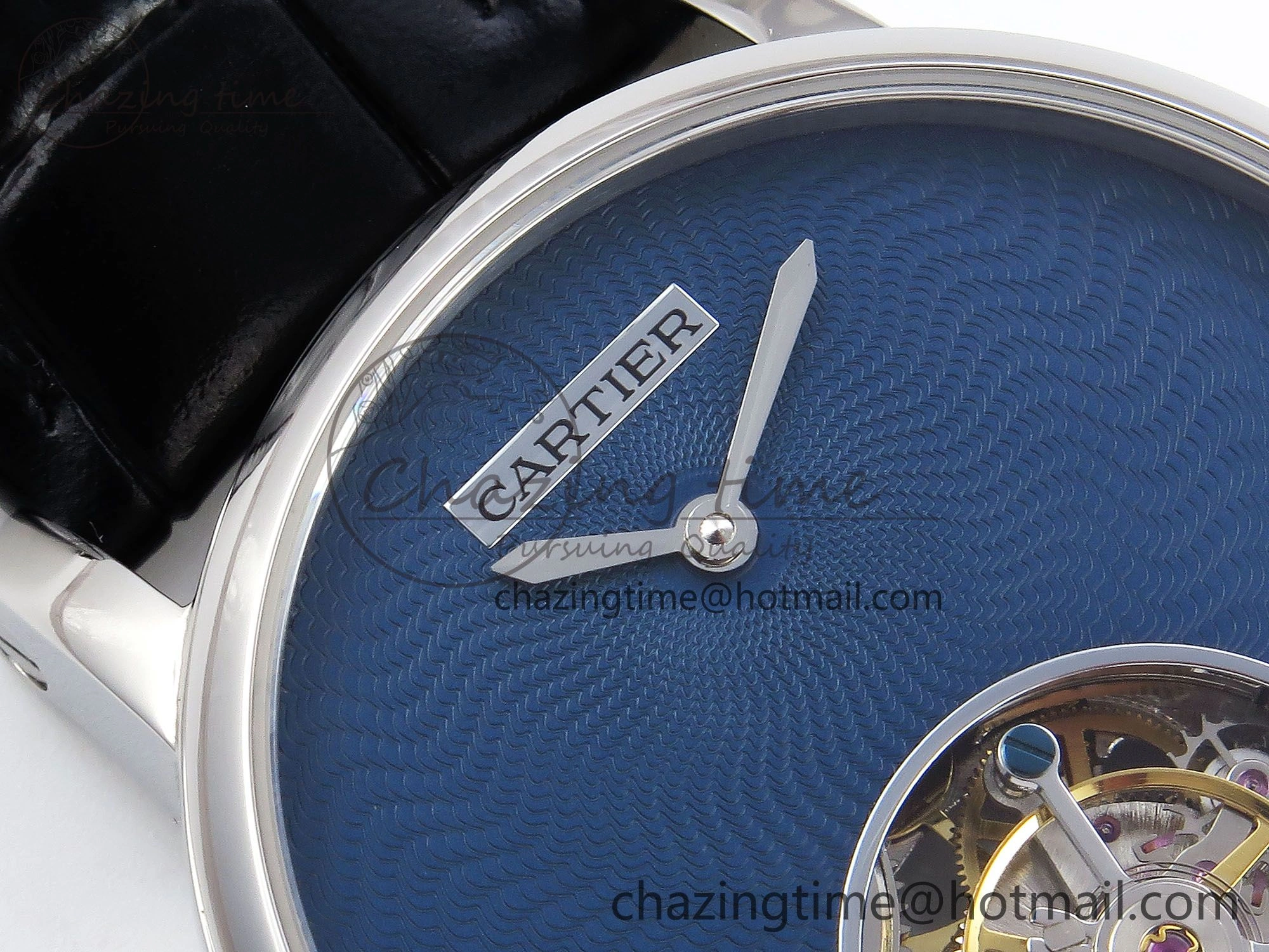 Lightweight Rotonde Tourbillon SS RMSF Best Edition Blue Textured Dial on Black Leather Strap 5980