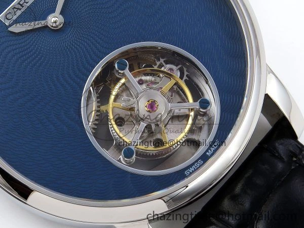Lightweight Rotonde Tourbillon SS RMSF Best Edition Blue Textured Dial on Black Leather Strap 5980