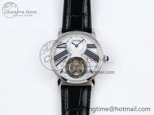 Sleek Rotonde Tourbillon SS RMSF Best Edition White Dial on Black Leather Strap 5978