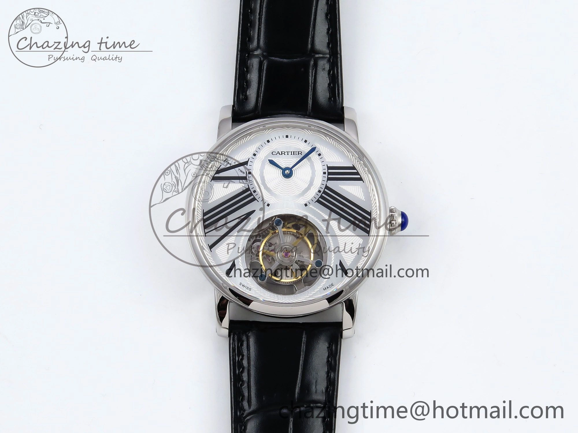 Sleek Rotonde Tourbillon SS RMSF Best Edition White Dial on Black Leather Strap 5978