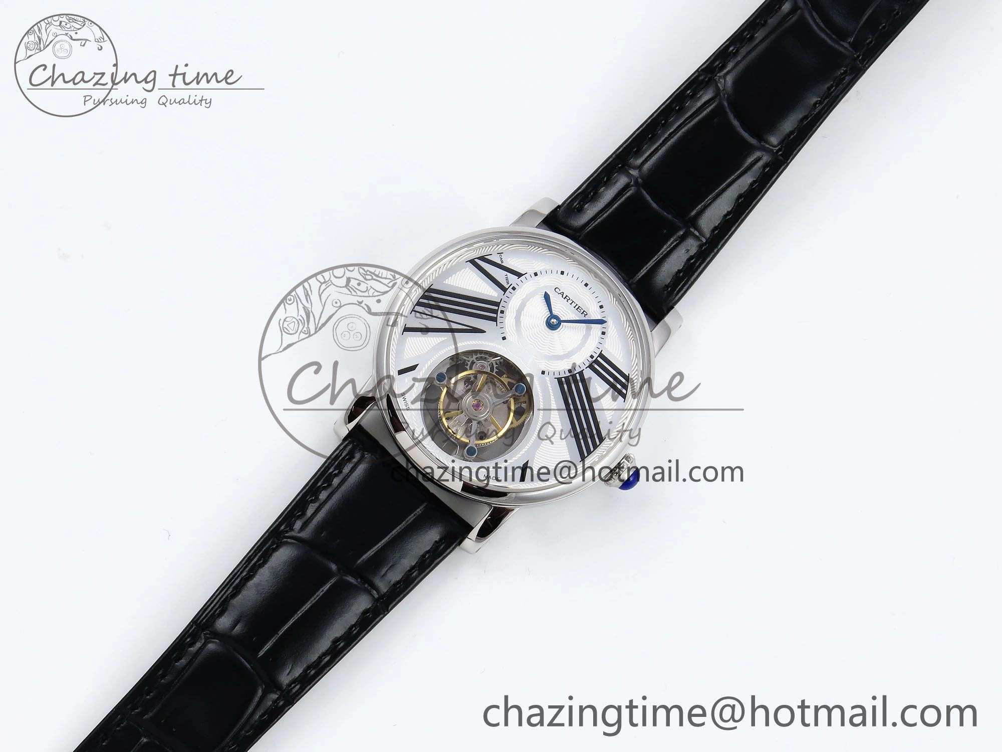 Sleek Rotonde Tourbillon SS RMSF Best Edition White Dial on Black Leather Strap 5978