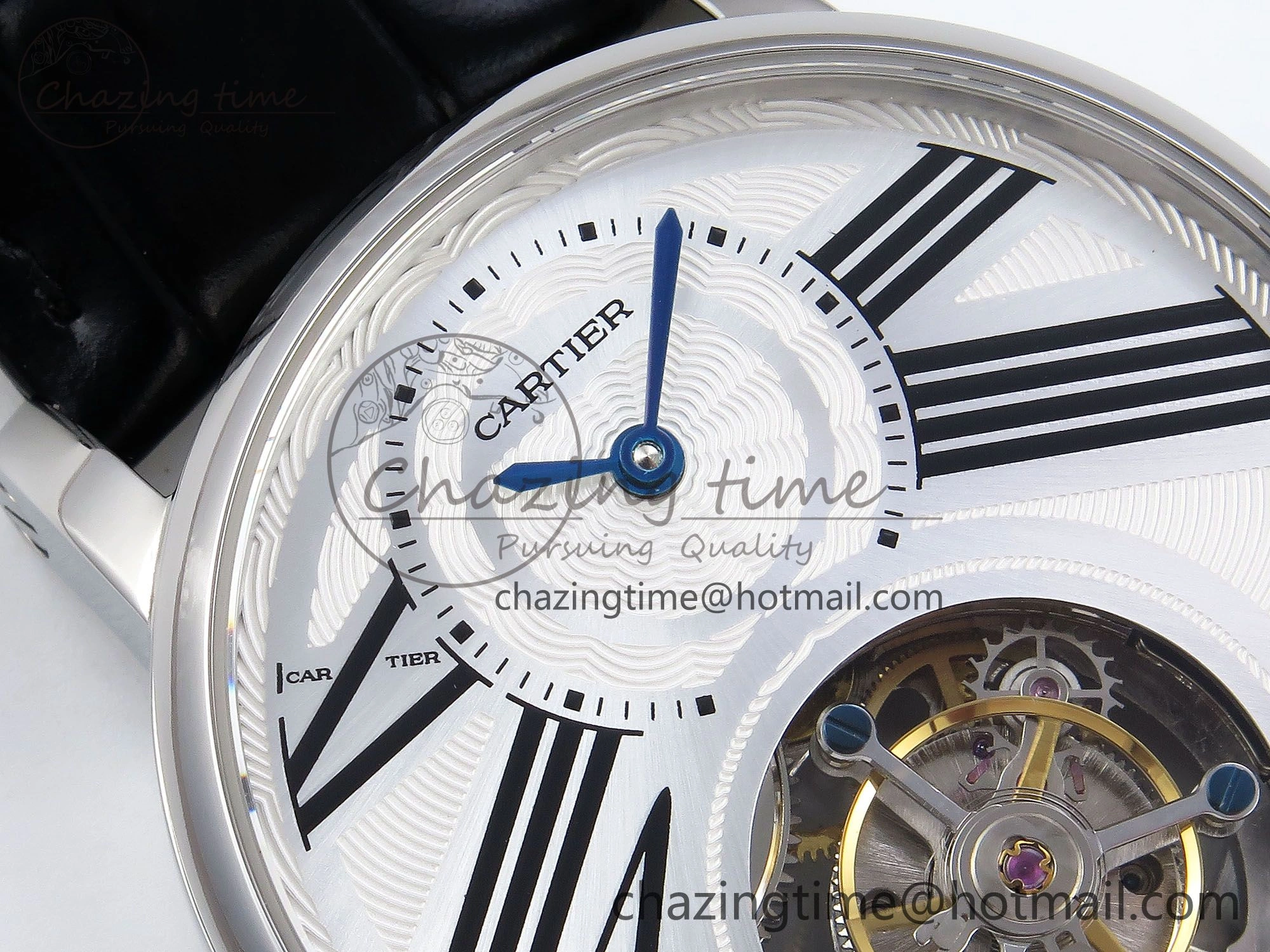 Sleek Rotonde Tourbillon SS RMSF Best Edition White Dial on Black Leather Strap 5978
