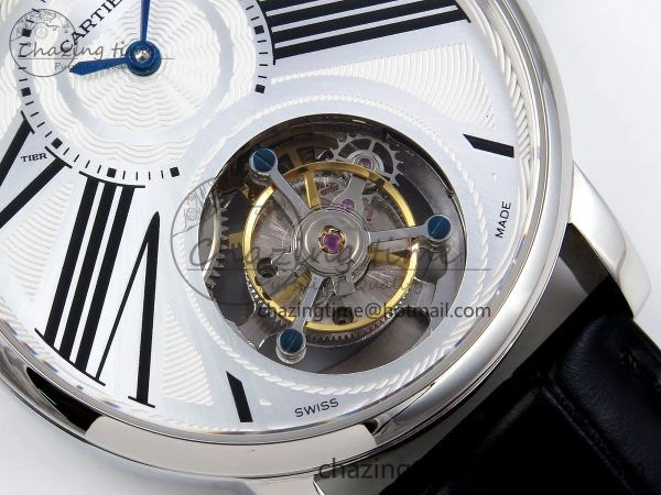 Sleek Rotonde Tourbillon SS RMSF Best Edition White Dial on Black Leather Strap 5978