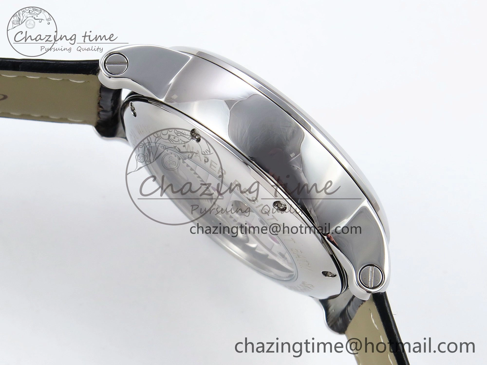 Sleek Rotonde Tourbillon SS RMSF Best Edition White Dial on Black Leather Strap 5978