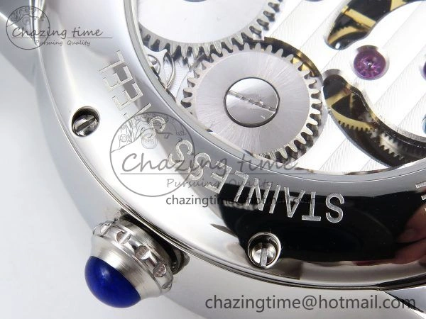 Sleek Rotonde Tourbillon SS RMSF Best Edition White Dial on Black Leather Strap 5978