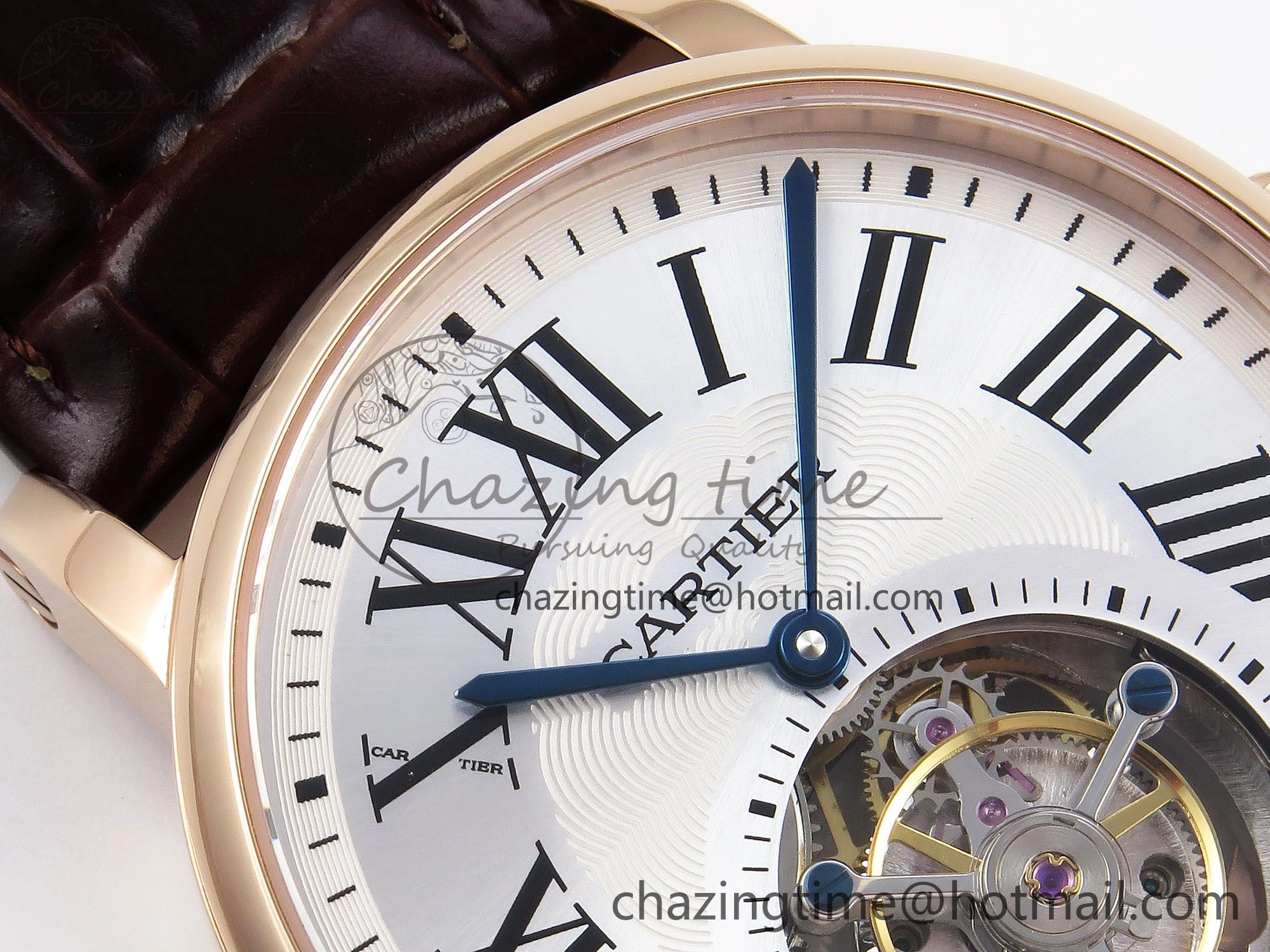 Rotonde de Cartier Flying Tourbillon RG RMS Best Edition Silver Dial on Brown Leather Strap Chic 5984