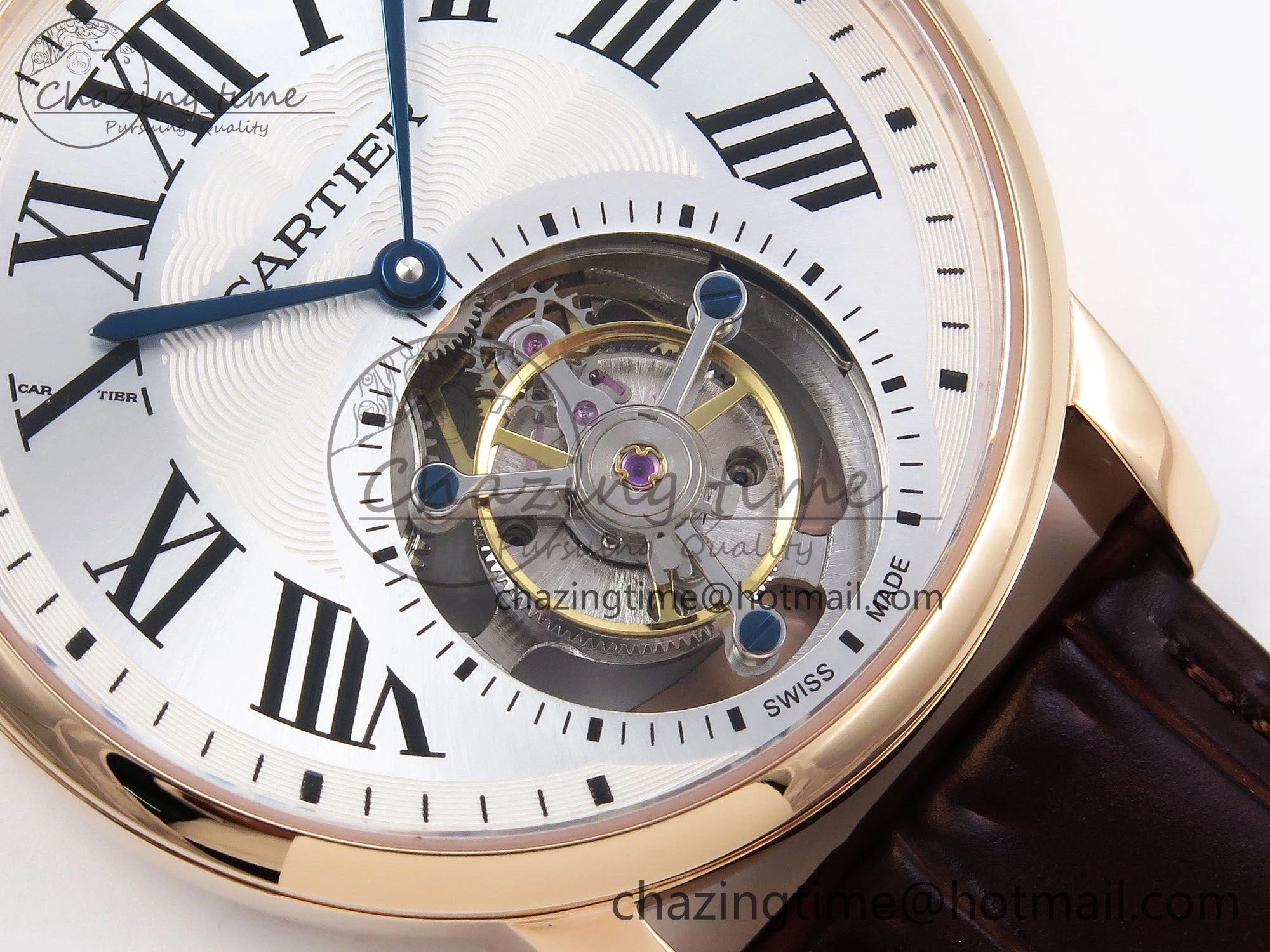 Rotonde de Cartier Flying Tourbillon RG RMS Best Edition Silver Dial on Brown Leather Strap Chic 5984
