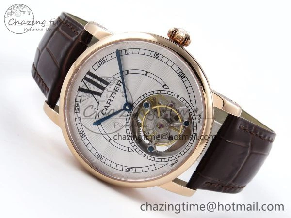 Rotonde de Cartier Flying Tourbillon RG RMS Best Edition White Numeral Dial on Brown Leather Strap DailyWear 5986