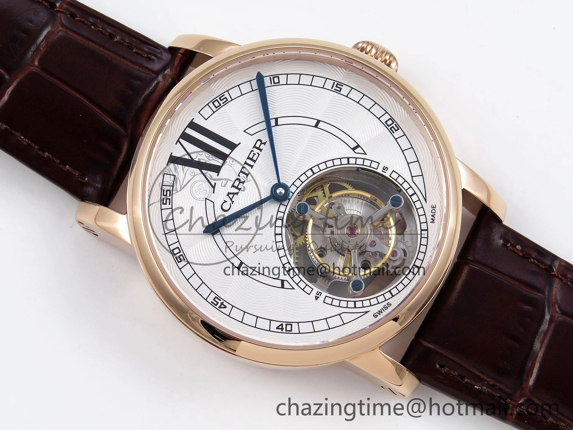 Rotonde de Cartier Flying Tourbillon RG RMS Best Edition White Numeral Dial on Brown Leather Strap DailyWear 5986
