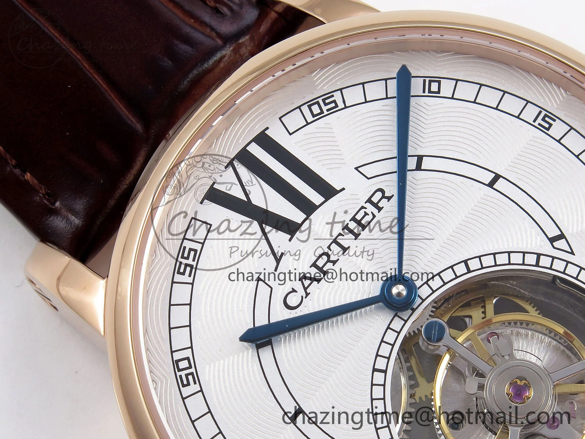 Rotonde de Cartier Flying Tourbillon RG RMS Best Edition White Numeral Dial on Brown Leather Strap DailyWear 5986