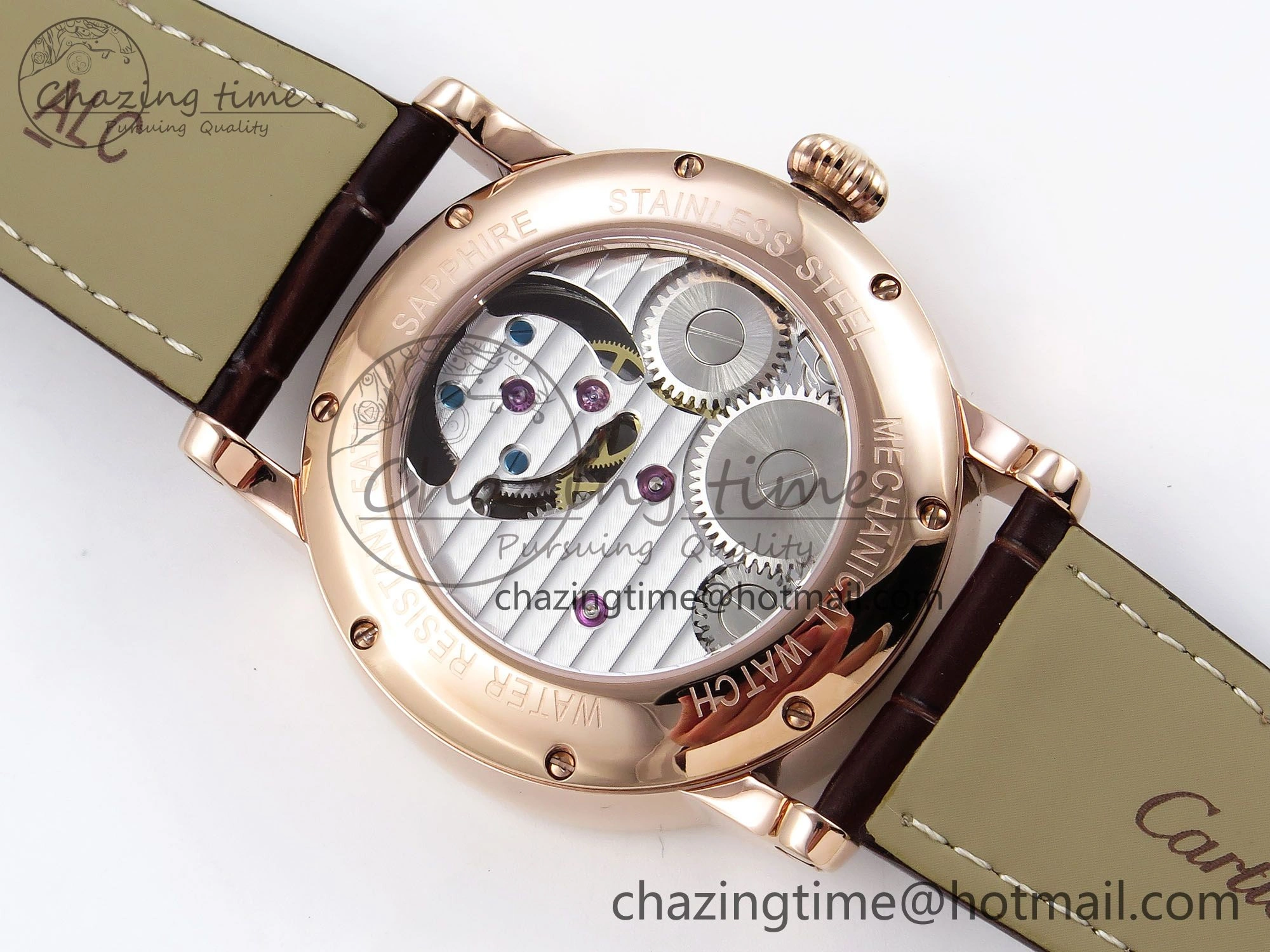 Rotonde de Cartier Flying Tourbillon RG RMS Best Edition White Numeral Dial on Brown Leather Strap DailyWear 5986