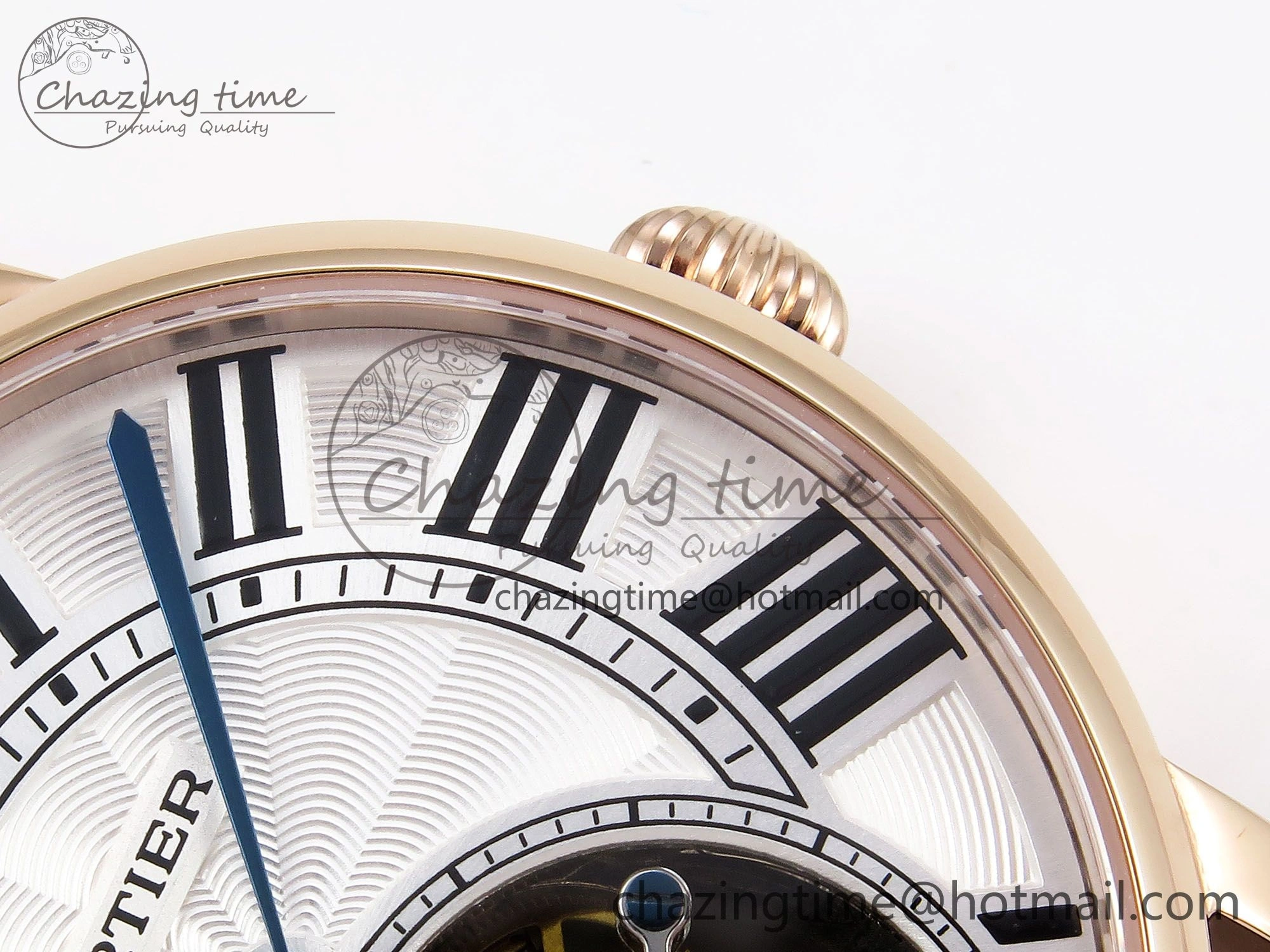 Vibrant Rotonde de Cartier Flying Tourbillon RG RMS Best Edition White Roman Dial on Brown Leather Strap 5985