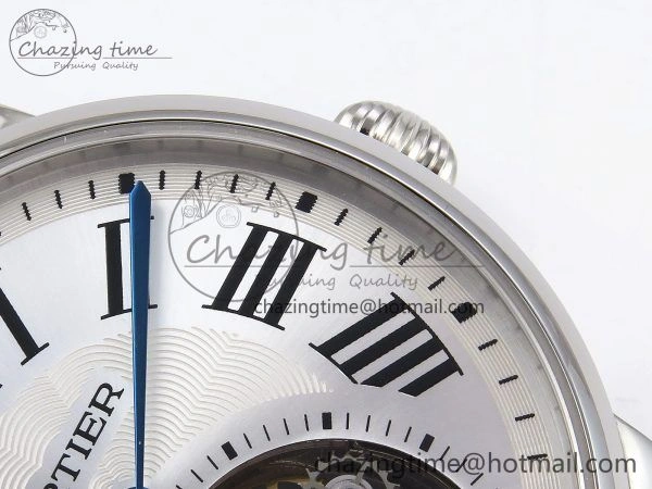 Rotonde de Cartier Flying Tourbillon SS RMS Best Edition Silver Dial on Black Leather Strap Reliable 5982