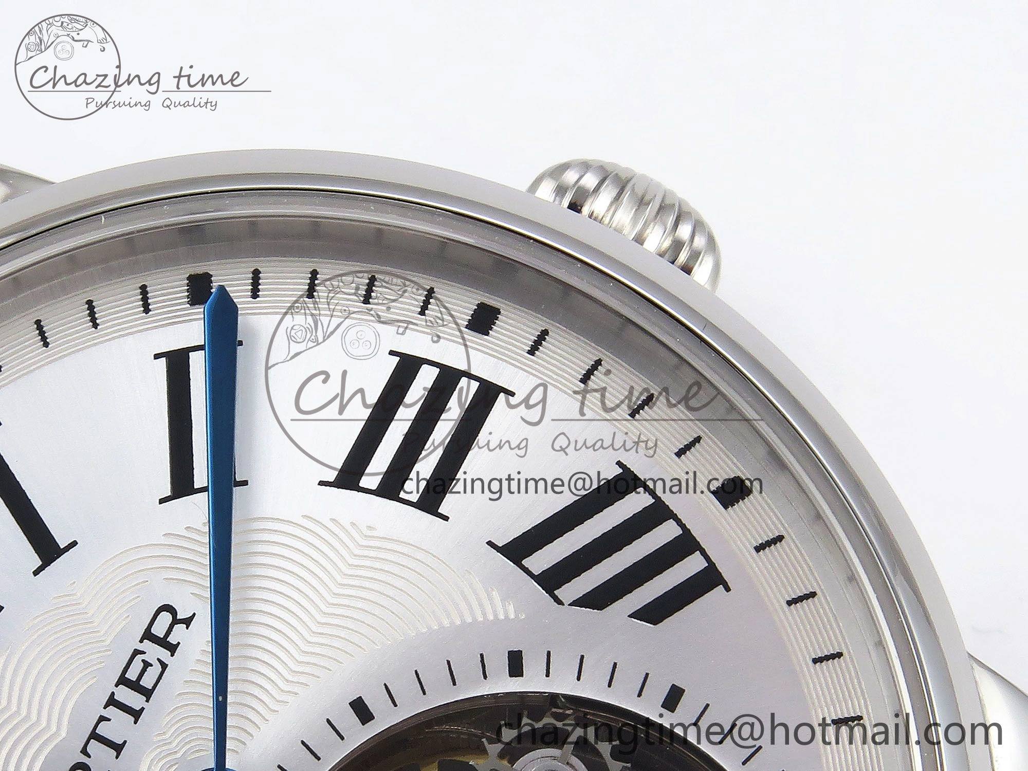 Rotonde de Cartier Flying Tourbillon SS RMS Best Edition Silver Dial on Black Leather Strap Reliable 5982