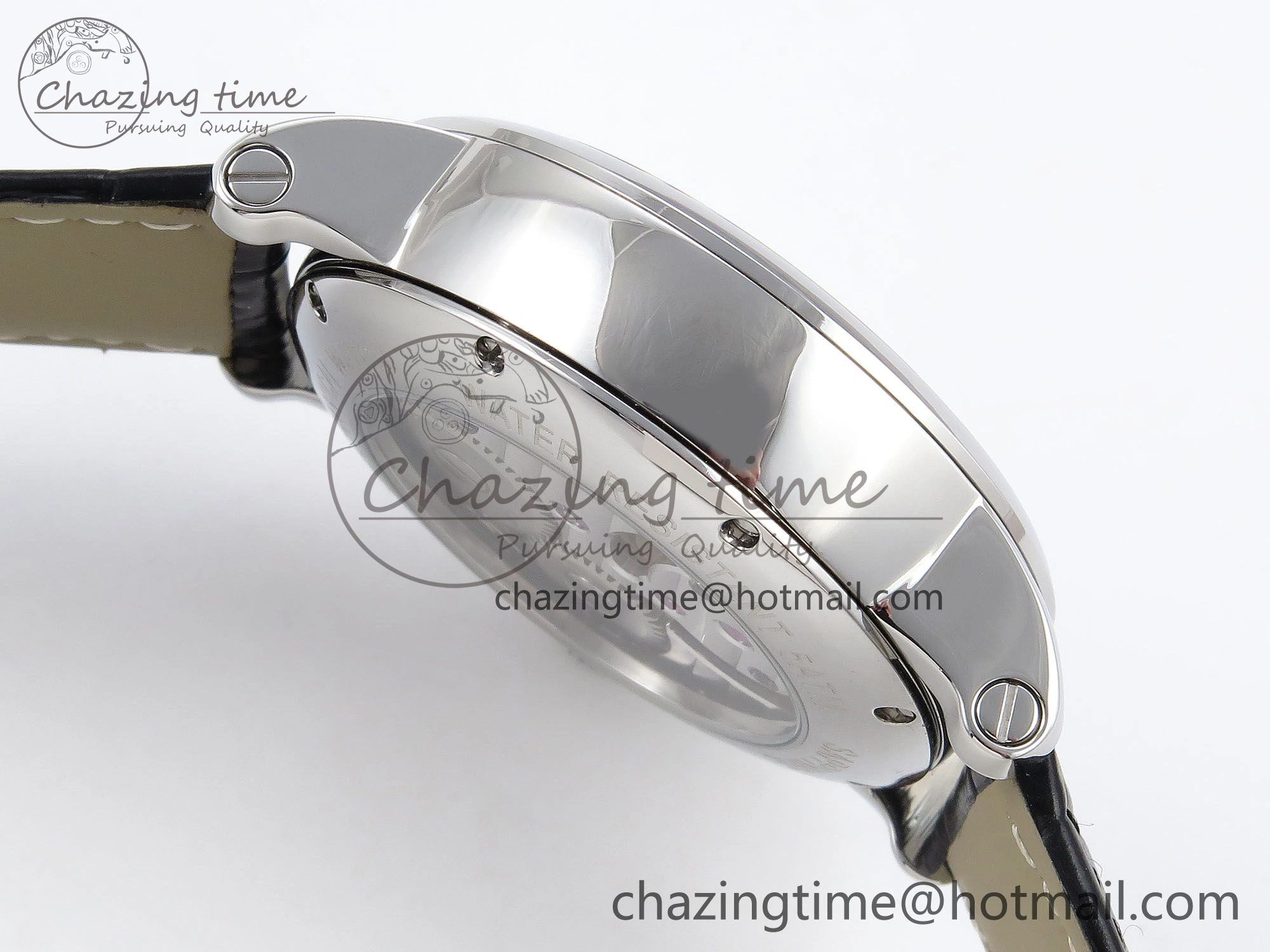 Rotonde de Cartier Flying Tourbillon SS RMS Best Edition Silver Dial on Black Leather Strap Reliable 5982