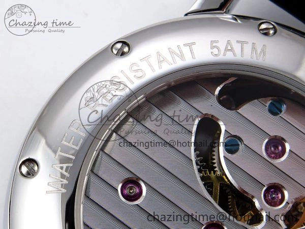 Rotonde de Cartier Flying Tourbillon SS RMS Best Edition Silver Dial on Black Leather Strap Reliable 5982