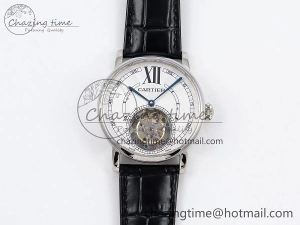 Rotonde de Cartier Flying Tourbillon SS RMS Best Edition White Numeral Dial on Black Leather Strap Vibrant 5983
