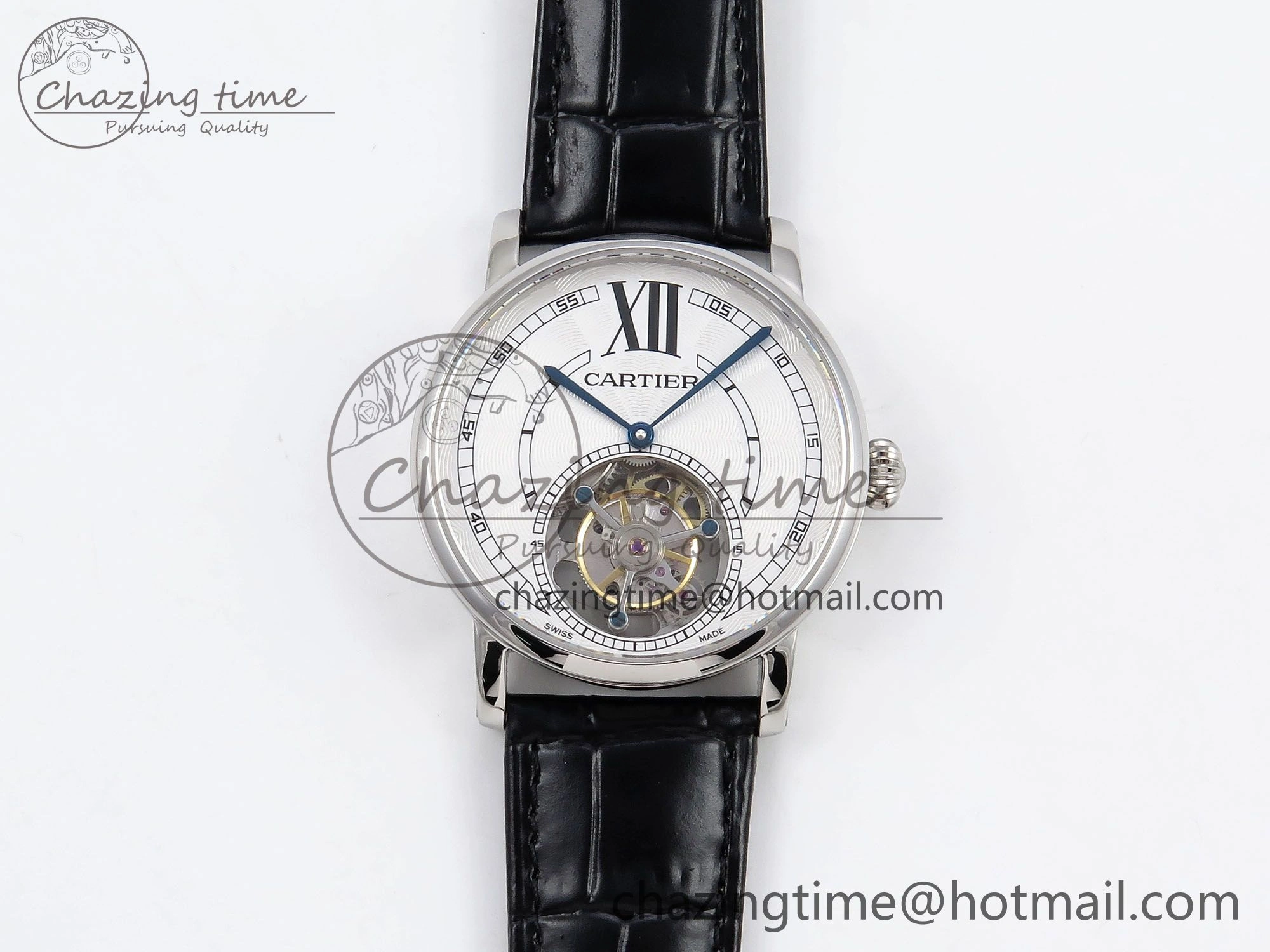Rotonde de Cartier Flying Tourbillon SS RMS Best Edition White Numeral Dial on Black Leather Strap Vibrant 5983