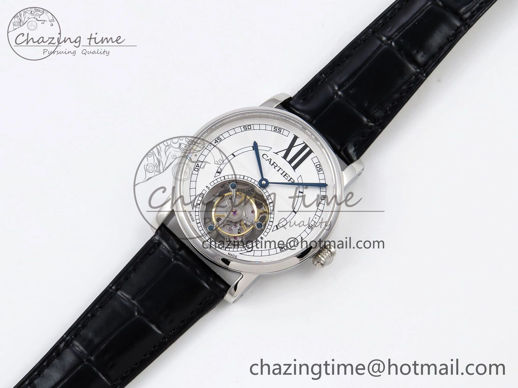 Rotonde de Cartier Flying Tourbillon SS RMS Best Edition White Numeral Dial on Black Leather Strap Vibrant 5983