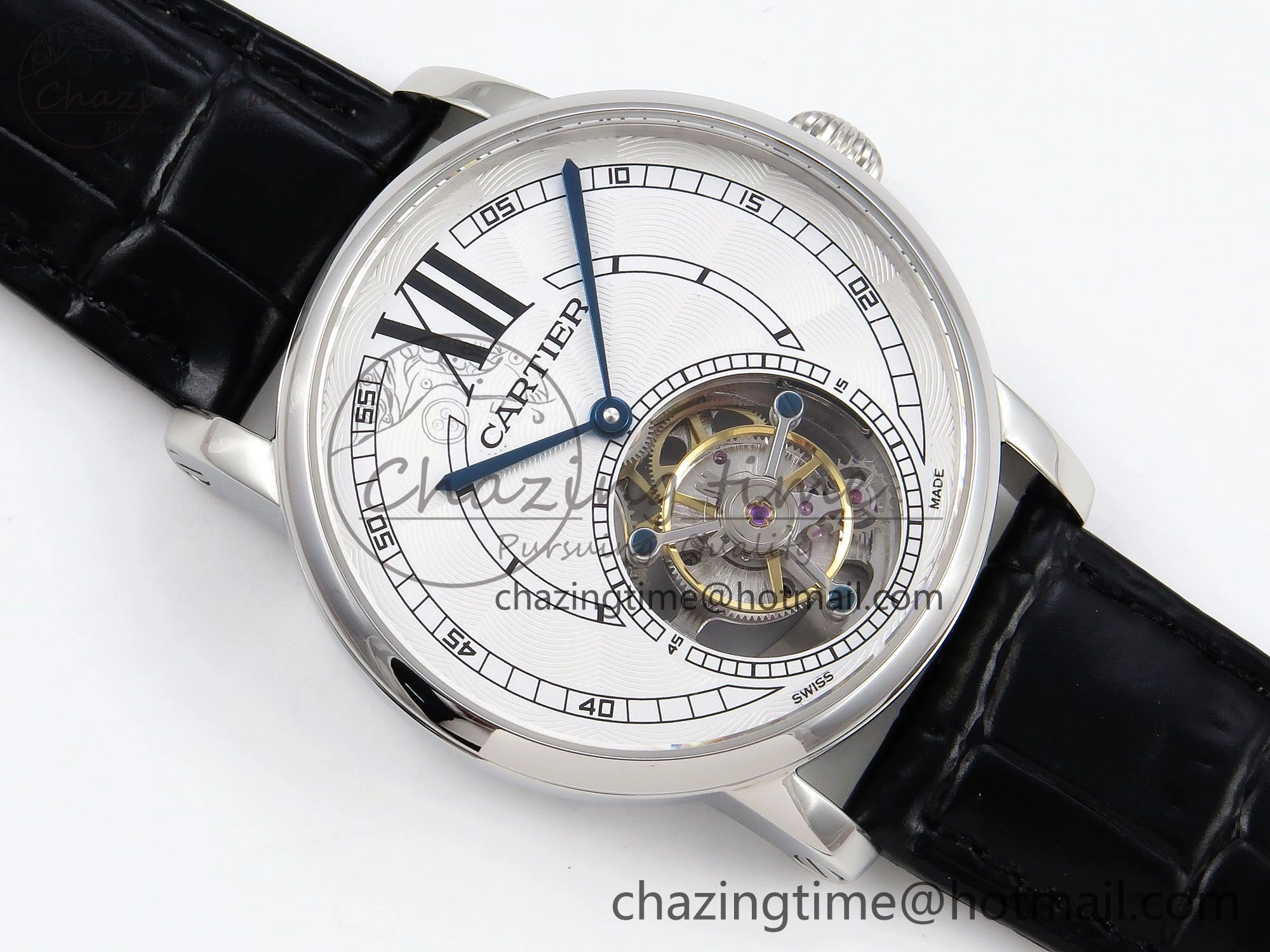 Rotonde de Cartier Flying Tourbillon SS RMS Best Edition White Numeral Dial on Black Leather Strap Vibrant 5983