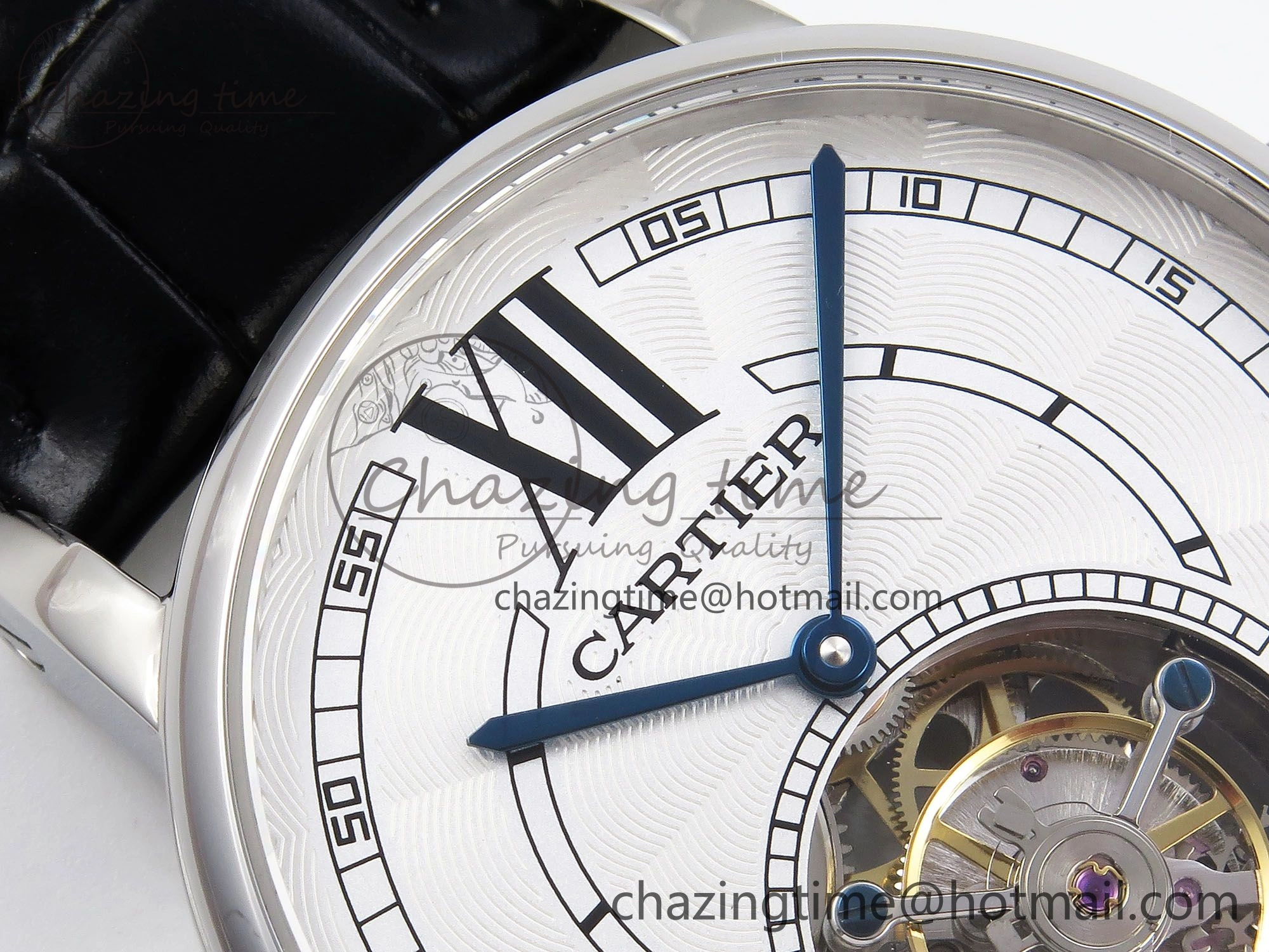 Rotonde de Cartier Flying Tourbillon SS RMS Best Edition White Numeral Dial on Black Leather Strap Vibrant 5983
