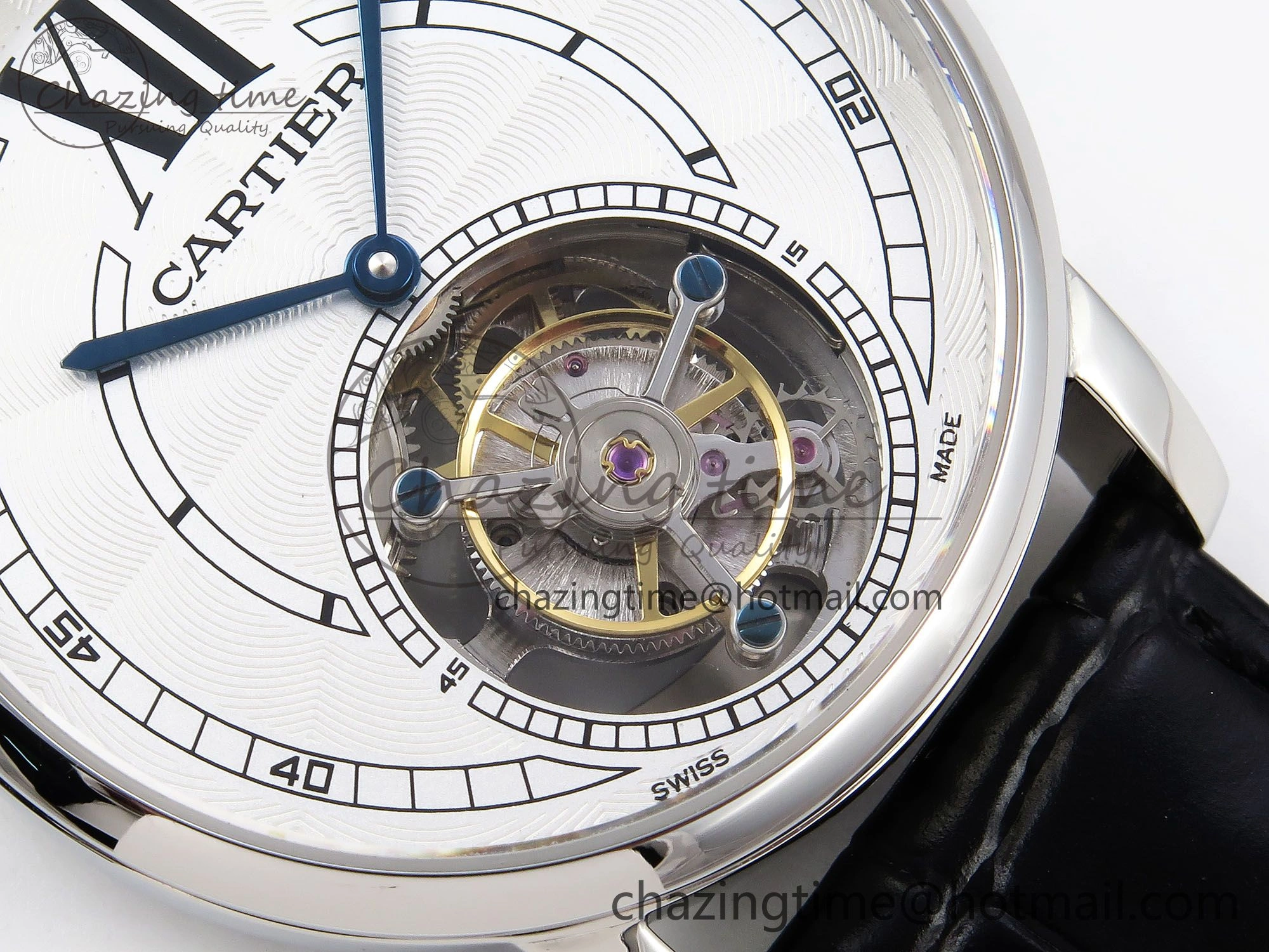 Rotonde de Cartier Flying Tourbillon SS RMS Best Edition White Numeral Dial on Black Leather Strap Vibrant 5983