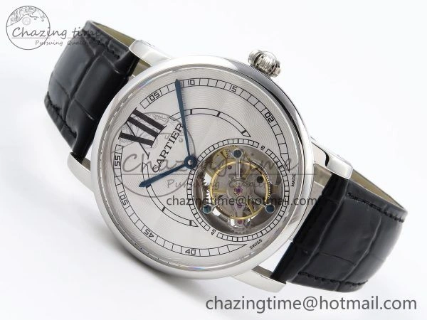 Rotonde de Cartier Flying Tourbillon SS RMS Best Edition White Numeral Dial on Black Leather Strap Vibrant 5983
