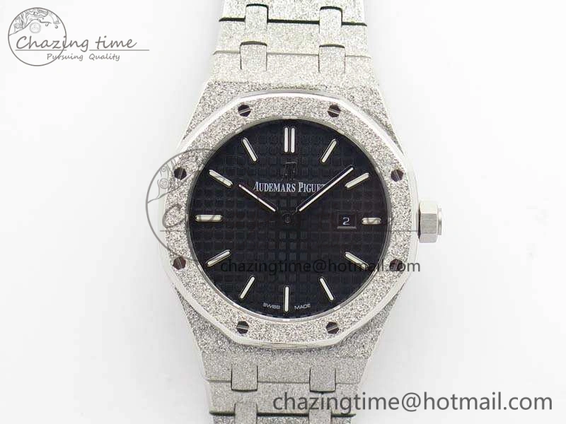 Comfortable Royal Oak 15000 Frosted 33mm OM Best Edition Black Dial On SS Bracelet Quartz 10740